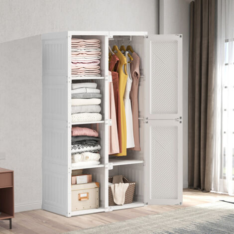 pliable armoire de rangement 69x50x136cm,facile à assembler armoire avec porte blanche,portables armoire de chambre à coucher,robuste et durable armoire de rangement chambre (1/5)