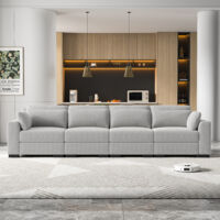 BPKADHY Canapé 4 Places Moderne, Canapés Modulables, Canapé Capitonné avec Coussins, Canapé D'angle en Velours Côtelé, Canapés Bas, Canapé de Salon, Chambre à Coucher, Gris