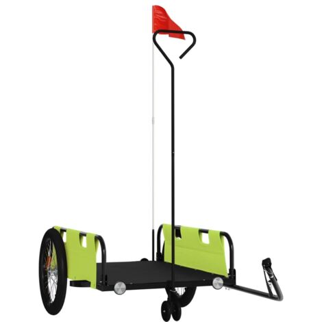 vidaXL Rimorchio da Bici Verde e Nero in Tessuto Oxford e Ferro