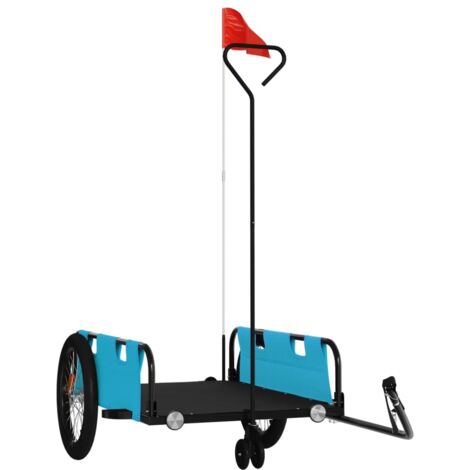 vidaXL Rimorchio da Bici Blu e Nero in Tessuto Oxford e Ferro