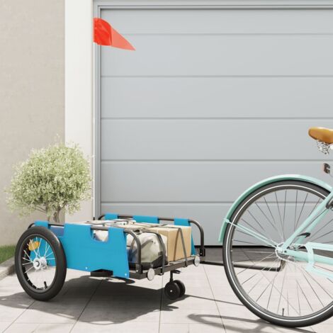 vidaXL Rimorchio da Bici Blu Oxford e Ferro