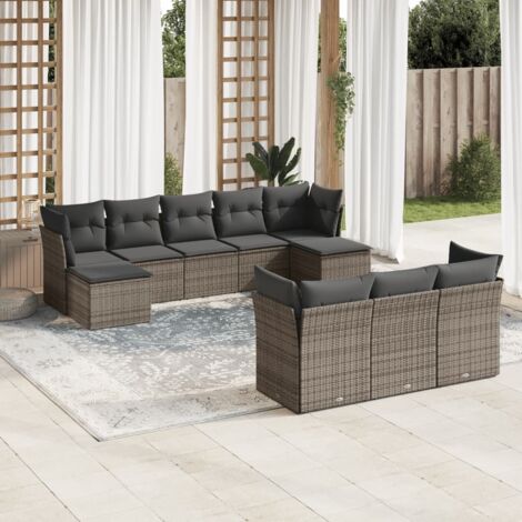 VidaXL Divano Da Giardino A 4 Posti In Polyrattan Grigio Con Cuscini Imbottiti