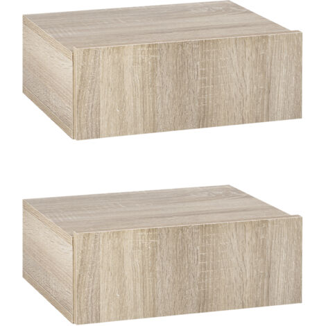 HOMCOM Set 2 Comodini Sospesi Design Moderno 40x30x15cm in Legno