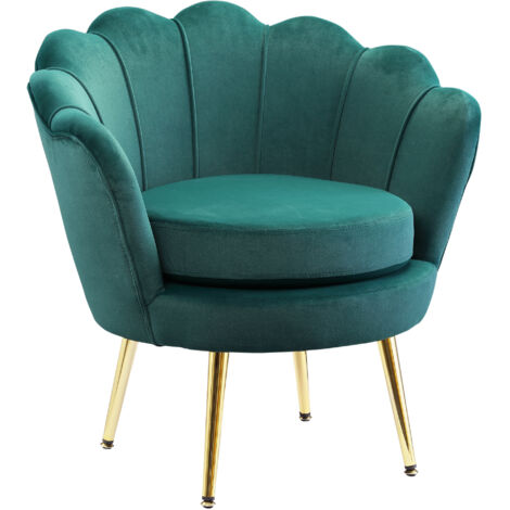 HOMCOM Poltroncina da Camera in Velluto Verde Poltrona Vintage di Design