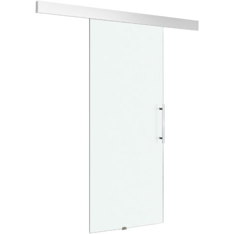 HOMCOM Porta Scorrevole Vetro Satinato 8mm Binario in Alluminio 205x90cm