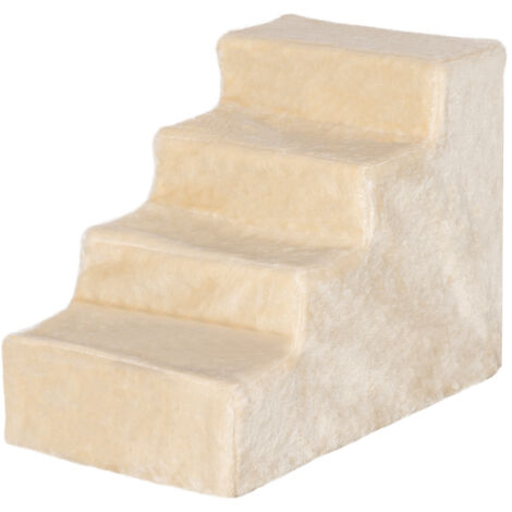 PawHut Scaletta per Cani Portatile a 4 Gradini con Flanella Sfoderabile Beige