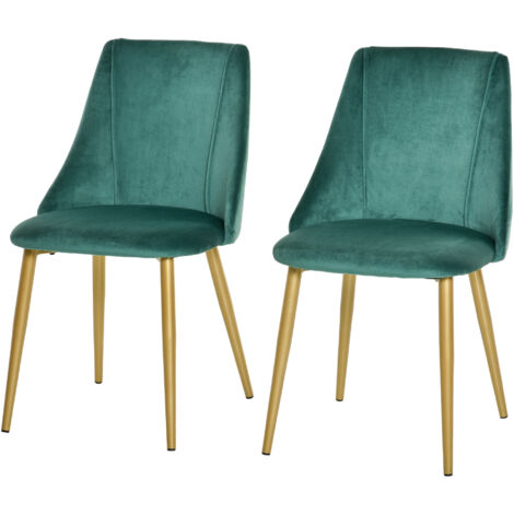 HOMCOM Set 2 Sedie Moderne e Imbottite da Salotto Cucina Verde 50x56.5x85cm