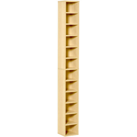 HOMCOM Scaffale Porta CD a 12 Ripiani in MDF e Truciolato color Legno