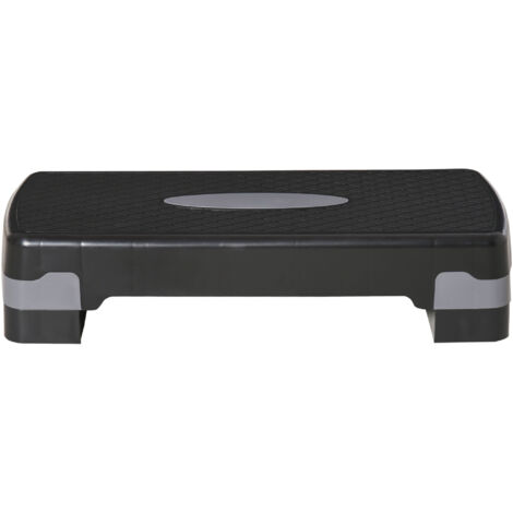 HOMCOM Stepper Fitness Casa, Step Fitness con Altezza Regolabile 10-15 cm, con Strato Antiscivolo, Pedana Step Fitness Casa per Allenamento a Palestra, 68x29cm, Nero e Grigio