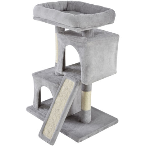PawHut Albero Tiragraffi per Gatti con Lettino, 2 Casette e Pali in Sisal