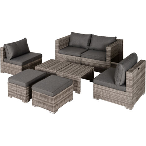 Outsunny Salotto da Giardino Rattan PE 8 Pz Poltrone Tavolini Sgabelli