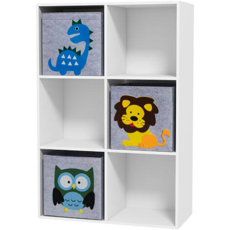 ZONEKIZ Mobiletto Portagiochi a 6 Cubi in Tessuto non Tessuto e MDF