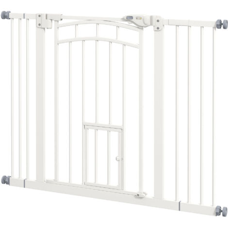 PawHut Cancelletto per Cani Estensibile 74-100x76cm a Chiusura Automatica Bianco