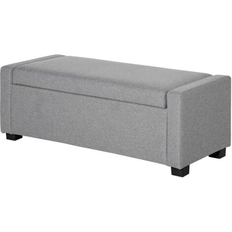 HOMCOM Panca Fondoletto Grigia con Vano Contenitore e Borchie 120x50x44cm