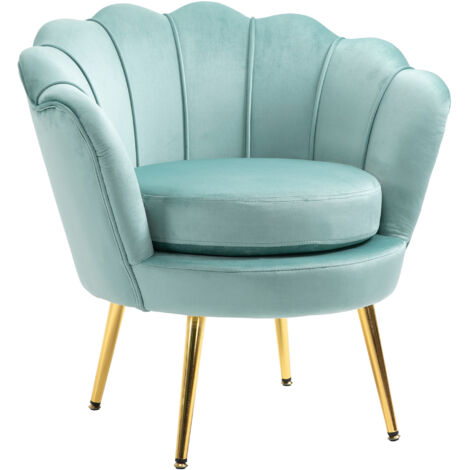 HOMCOM Poltroncina da Camera in Velluto Verde Poltrona Vintage di Design