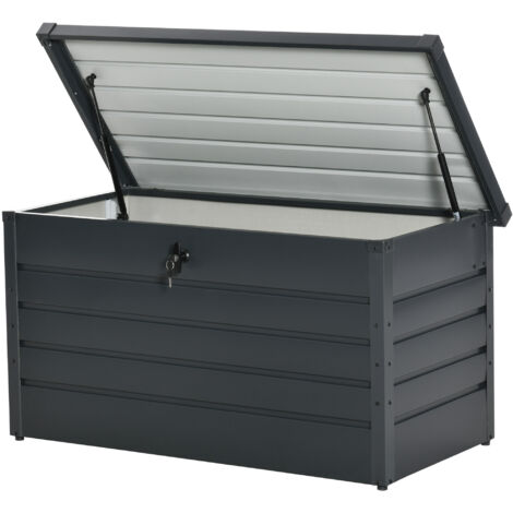 Outsunny Panca Contenitore da Esterno con Chiave in Acciaio Grigio