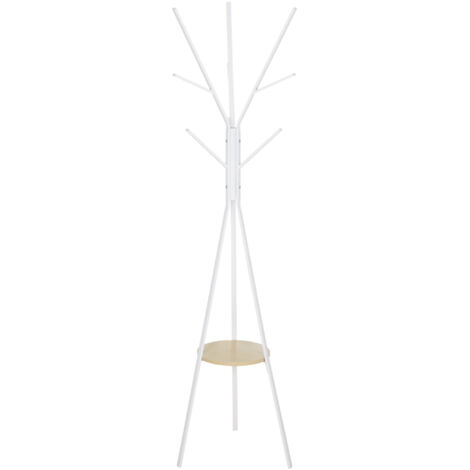 HOMCOM Appendiabiti a Terra per Ingresso Attaccapanni Moderno Bianco 45x45x180cm