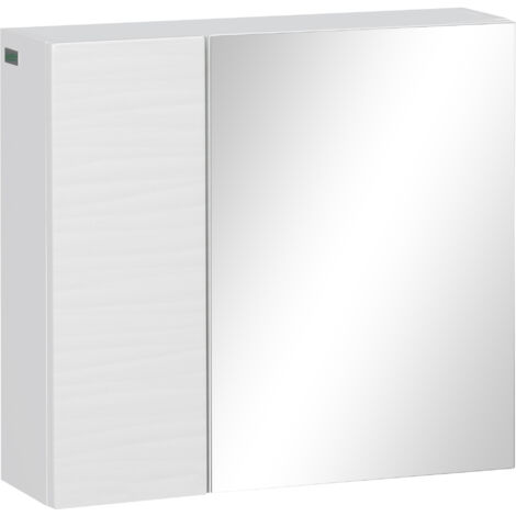 kleankin Armadio con Specchio in Truciolato e Vetro per Bagno Bianco
