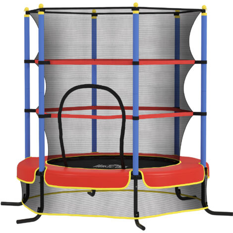 HOMCOM Tappeto Elastico Bimbi 3-10 Anni Rete di Sicurezza e Pali Imbottiti Blu