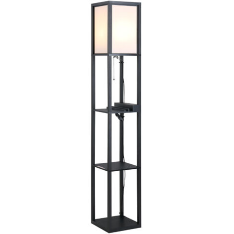 HOMCOM Lampada da Terra Elegante, 3 Mensole, Lampadine E27, 26 x 26 x 160cm