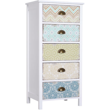 HOMCOM  Mobiletto Multiuso con Cassetti Cassettiera per Camera da Letto Shabby