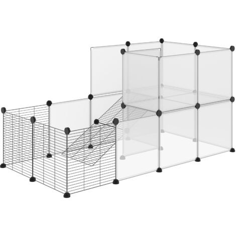 PawHut Recinto per Cuccioli Modulabile con Pannelli 35x35cm in Acciaio e PP Nero