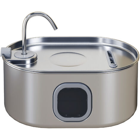 PawHut Fontana per Gatti da 7L con Luce LED e Spazzola 32x22.1x22.3 cm Argento