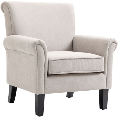 HOMCOM Poltrona Imbottita in Stile Nordico con Braccioli Grigio e Marrone