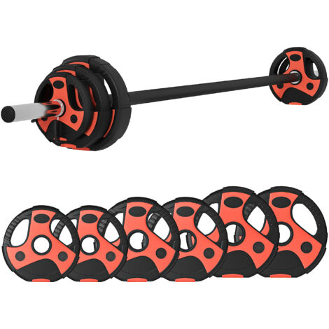 sportnow 20kg Adjustable Barbell Set, Weight Set, Free Body Pump Bar and Weights, Weights Lifting Exercise for Home Gym