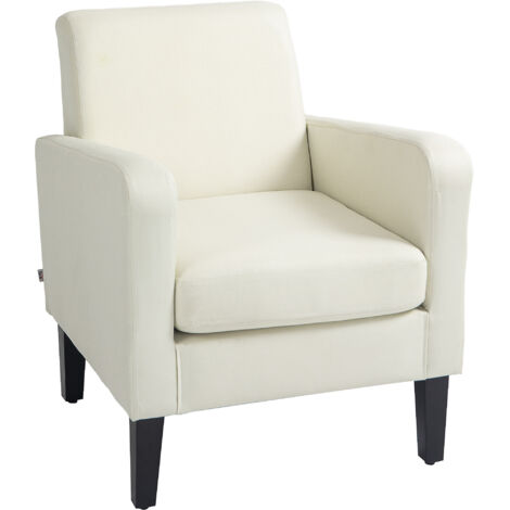 HOMCOM Poltrona Moderna da Camera in Tessuto con Braccioli 66x72x74 cm Crema