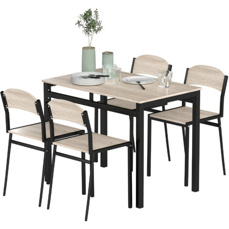 HOMCOM Set da 5 Pezzi con Tavolo da Pranzo e 4 Sedie per Cucina e Soggiorno