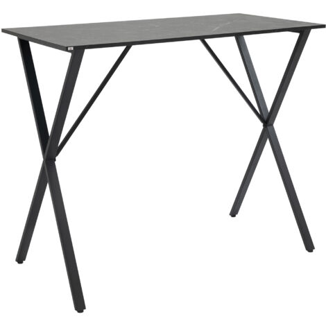 HOMCOM Bancone Bar Stile Moderno Industriale,Tavolo Alto da Cucina Effetto Marmo in Legno e Acciaio, 120 x 60 x 102 cm, Nero (1/5)