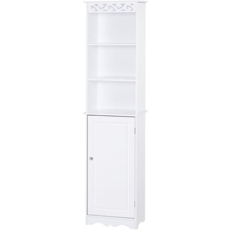 HOMCOM Mobiletto del Bagno a Torre 3 Ripiani Regolabili su 3 Livelli MDF Bianco