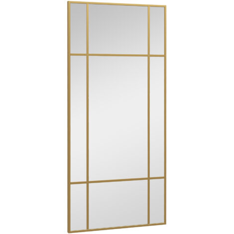 HOMCOM Specchio da Muro a Finestra Montaggio Verticale Orizzontale 110x50cm Oro