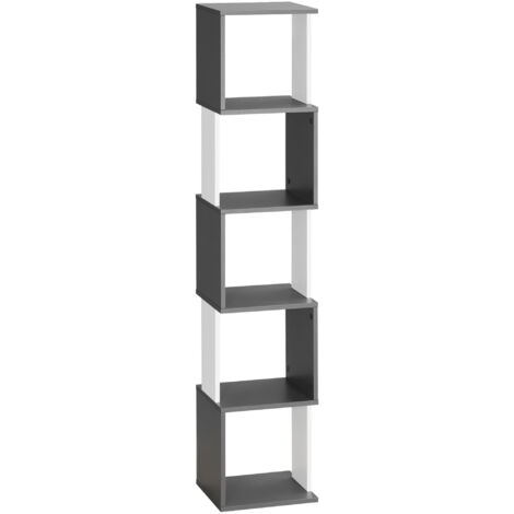 HOMCOM Libreria Moderna con 5 Ripiani in Legno Grigio Bianco 33x28x161cm