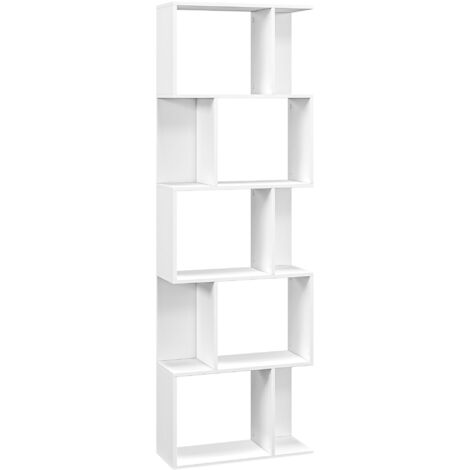 HOMCOM Scaffale Libreria a 5 Ripiani in Legno Bianco 60x24x184.5 cm