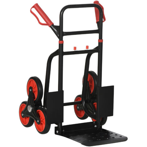 DURHAND Carrello Portapacchi150 kg max con Maniglia Estraibile Rosso e Nero