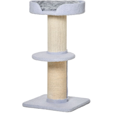 PawHut Tiragraffi per Gatti con Lettino e Cuscino e Palo in Sisal Azzurro