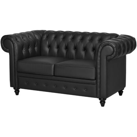 HOMCOM Moderno Divano Due Posti Stile Chesterfield in PU 160x84x80 cm