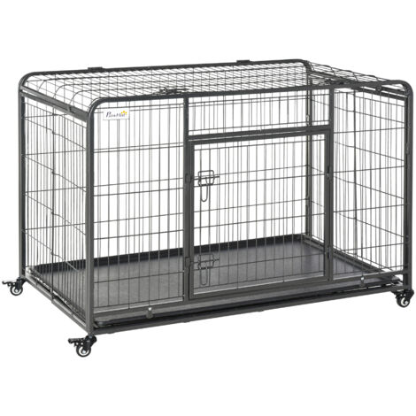 PawHut Kennel Gabbia per Cani Pieghevole Doppia Porta con Blocco