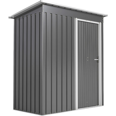 Caseta de Jardín Exterior 1,16 m² 163x89x182 cm Cobertizo Metálica con Puerta Corredera y Techo Inclinado Gris