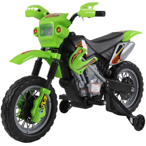 HOMCOM Moto per Bambini Elettrica da Cross Velocità 2.5km/h Batteria 6V Verde