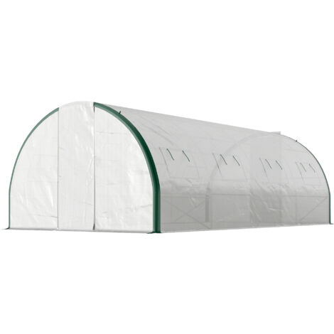 Outsunny Serra da Giardino con 2 Porte a Cerniera e 8 Finestre Bianco e Verde