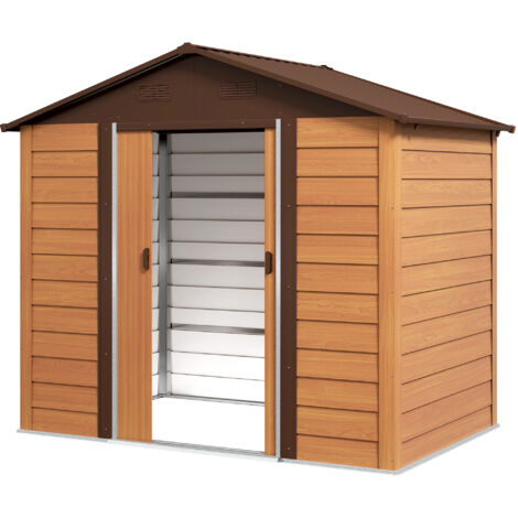 Outsunny Capanno da Giardino in Acciaio e Doppie Porte Scorrevoli 236x196x208 cm