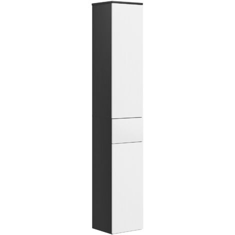 kleankin Mobile Bagno con 2 Armadietti e Cassetto in Legno 30x28x180 cm Nero
