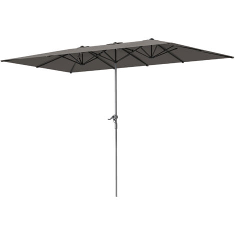 Outsunny Ombrellone da Giardino Doppio 4.5x2.6 m Apertura a Manovella Grigio