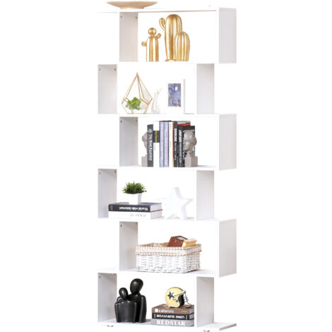 HOMCOM Libreria di Design Mobili Ufficio Scaffale in Legno 80x24x191cm Bianco (1/5)