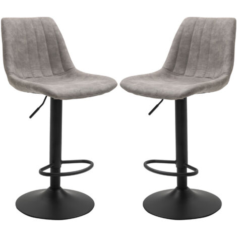 HOMCOM Set 2 Sgabelli da Bar Altezza Regolabile con Schienale Stile Industriale (1/5)