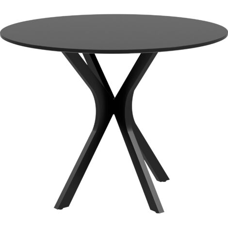HOMCOM Tavolo Rotondo Moderno per 4 Persone in Acciaio e MDF Ø100x75cm Nero