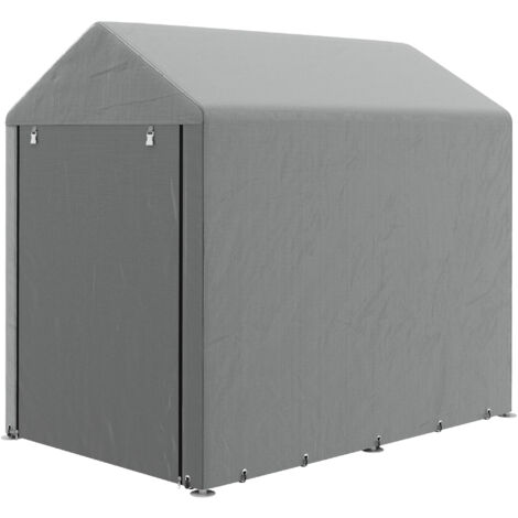 Outsunny Tenda Garage Capanno Attrezzi Anti UV 120x179x165cm Grigio Chiaro